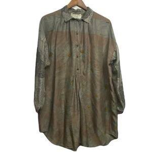 ARCHIVIO & TRAME Silk  floral printed tunic Large Artsy Lagenlook Layering